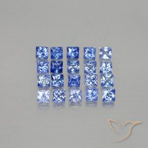 1.63 ctw Blue Sapphire Stones, Natural Sapphire in Princess-Cut Shape for Sale