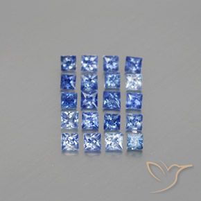 1.52 ctw Blue Sapphire Stones, Natural Sapphire in Princess-Cut Shape for Sale