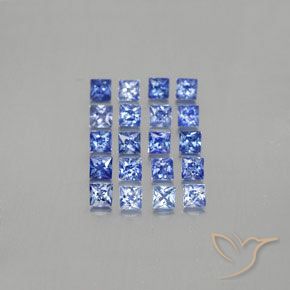 Lotto di 20 pezzi Zaffiro Blu scuro medio taglio quadrato dal Madagascar - Dimensioni 2,6 x 2,6mm, peso 2,32 ct totali / media. 0,12 ct ciascuno, durezza Mohs 9 adatto per gioielli da indossare ogni giorno, Pietra portafortuna tradizionale di aprile, Photo A