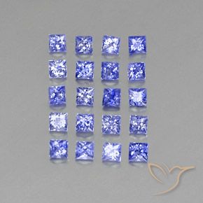 2.14 ctw Blue Sapphire Stones, Natural Sapphire in Princess-Cut Shape for Sale