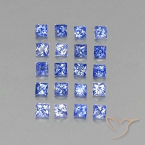 2.10 ctw Blue Sapphire Stones, Natural Sapphire in Princess-Cut Shape for Sale