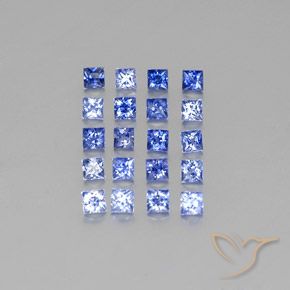 1.58 ctw Blue Sapphire Gemstones, Sapphire Gems in Princess-Cut Shape for Sale.