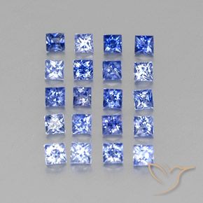 1.58 ctw Blue Sapphire Stones, Natural Sapphire in Princess-Cut Shape for Sale