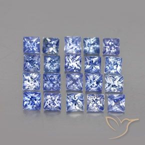 3.11 ctw Blue Sapphire Stones, Natural Sapphire in Princess-Cut Shape for Sale