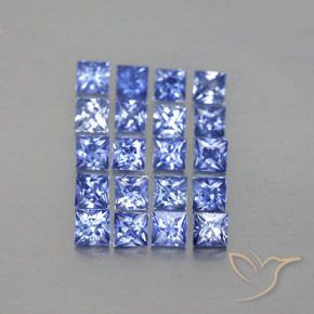 3.38 ctw Blue Sapphire Gemstones, Sapphire Gems in Princess-Cut Shape for Sale.