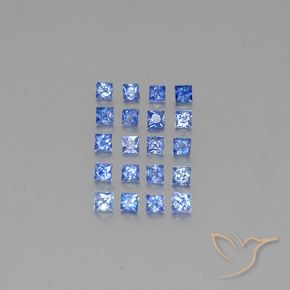 1.64 ctw Blue Sapphire Gemstones, Sapphire Gems in Princess-Cut Shape for Sale.