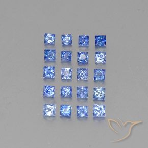 1.64 ctw Blue Sapphire Stones, Natural Sapphire in Princess-Cut Shape for Sale