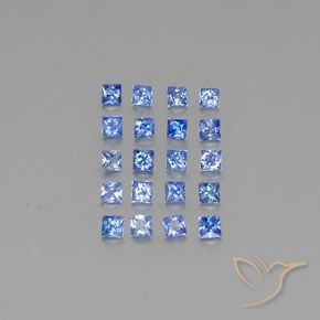 20 Stück 2,5 x 2,5mm quadratischer Saphir / Set - 2,04 ct Gesamtgewicht / Durchschn. je 0,1 ct, Farbe: Mittleres Dunkelblau, Mohs-Härte 9 Geeignet für den täglichen Gebrauch im Schmuck, Traditioneller April-Geburtsstein , Photo A