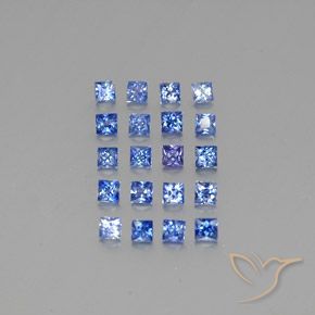 Lotto di 20 pezzi di zaffiro blu taglio quadrato Zaffiro - Dimensioni 2,5 x 2,4mm, peso 1,98 ct totali / media. 0,1 ct ciascuno, colore: Blu scuro medio, durezza Mohs 9 adatto per gioielli da indossare ogni giorno , Anno della pietra preziosa della tigre, Photo A