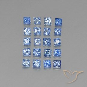 3.15 ctw Blue Sapphire Stones, Natural Sapphire in Princess-Cut Shape for Sale