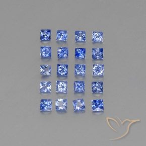 1.65 ctw Blue Sapphire Stones, Natural Sapphire in Princess-Cut Shape for Sale
