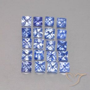 2.14 ctw Blue Sapphire Stones, Natural Sapphire in Princess-Cut Shape for Sale