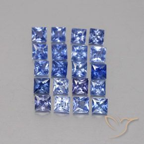 2.26 ctw Blue Sapphire Stones, Natural Sapphire in Princess-Cut Shape for Sale