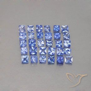Lotto di 30 pezzi taglio quadrato blu Zaffiro dal Madagascar - Peso totale 2,77 ct / avg. 0,09 ct ciascuno, dimensioni 2,3 x 2,3mm, colore: Azzurro, durezza Mohs 9 adatto per gioielli da indossare ogni giorno, Pietra portafortuna tradizionale di aprile, Photo A