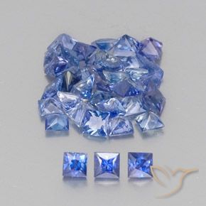 3.33 ctw Blue Sapphire Stones, Natural Sapphire in Princess-Cut Shape for Sale