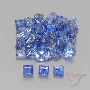 2.86 ctw Blue Sapphire Stones, Natural Sapphire in Princess-Cut Shape for Sale