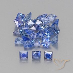 1.74 ctw Blue Sapphire Stones, Natural Sapphire in Princess-Cut Shape for Sale
