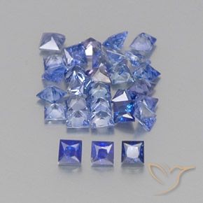 2.37 ctw Blue Sapphire Stones, Natural Sapphire in Princess-Cut Shape for Sale