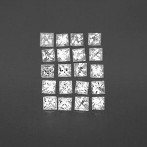 1.56 ctw White Sapphire Gemstones, Sapphire Gems in Princess-Cut Shape for Sale.