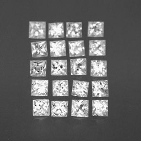 1.56 ctw White Sapphire Stones, Natural Sapphire in Princess-Cut Shape for Sale