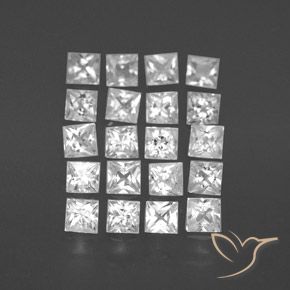 1.46 ctw White Sapphire Stones, Natural Sapphire in Princess-Cut Shape for Sale