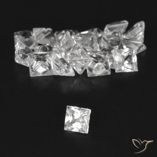 1.68 ctw White Sapphire Stones, Natural Sapphire in Princess-Cut Shape for Sale