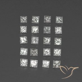 1.66 ctw White Sapphire Stones, Natural Sapphire in Princess-Cut Shape for Sale
