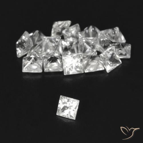 1.78 ctw White Sapphire Stones, Natural Sapphire in Princess-Cut Shape for Sale