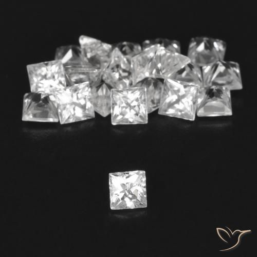 1.95 ctw White Sapphire Stones, Natural Sapphire in Princess-Cut Shape for Sale