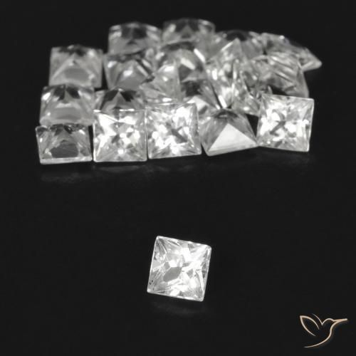 2.12 ctw White Sapphire Stones, Natural Sapphire in Princess-Cut Shape for Sale