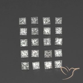 1.66 ctw White Sapphire Stones, Natural Sapphire in Princess-Cut Shape for Sale