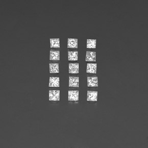 Blanco Zafiro Gema - 0.1ct Corte Princesa (ID: 349814)