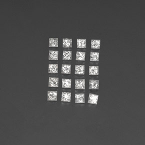 1.60 ctw White Sapphire Gemstones, Sapphire Gems in Princess-Cut Shape for Sale.