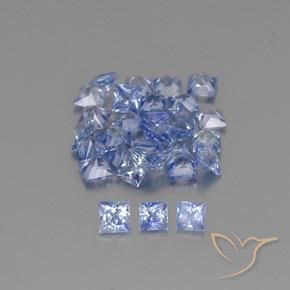Lotto di 30 pezzi taglio quadrato blu Zaffiro dallo Sri Lanka - Peso totale 2,95 ct / avg. 0,1 ct ciascuno, dimensioni 2,5 x 2,5mm, colore: Blu pastello, durezza Mohs 9 adatto per gioielli da indossare ogni giorno, Pietra zodiacale Toro, Photo A