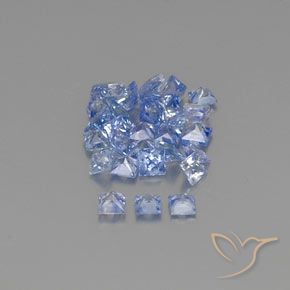 Sapphire Gemstones in 2.2 x 2.2 mm Size for Sale, Sapphire Stones in Pastel Blue Color
