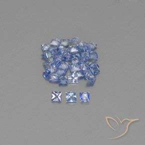Lotto di 40 pezzi di zaffiro blu taglio quadrato Zaffiro - Dimensioni 2,1 x 2mm, peso 1,95 ct totali / media. 0,05 ct ciascuno, colore: Blu pastello, durezza Mohs 9 adatto per gioielli da indossare ogni giorno , Anno della pietra preziosa della tigre, Photo A