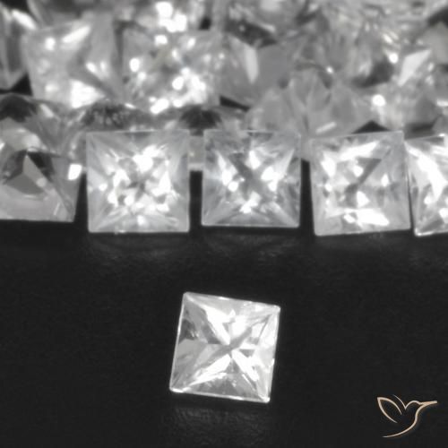 2.51 ctw White Sapphire Stones, Natural Sapphire in Princess-Cut Shape for Sale