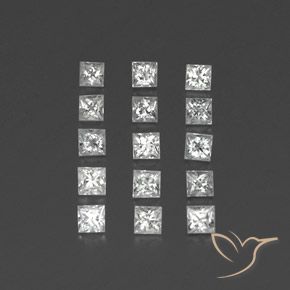 1.49 ctw White Sapphire Stones, Natural Sapphire in Princess-Cut Shape for Sale