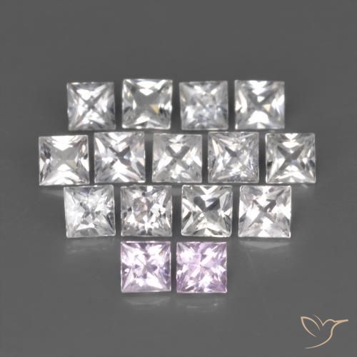 1.89 ctw White Sapphire Stones, Natural Sapphire in Princess-Cut Shape for Sale