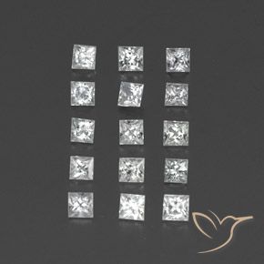 1.54 ctw White Sapphire Stones, Natural Sapphire in Princess-Cut Shape for Sale