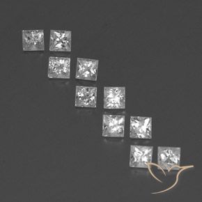 1.28 ct White Sapphire, 2.7 x 2.6 mm Princess Cut From Madagascar, Photo A