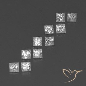1.28 ctw White Sapphire Stones, Natural Sapphire in Princess-Cut Shape for Sale