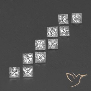 1.41 ctw White Sapphire Stones, Natural Sapphire in Princess-Cut Shape for Sale