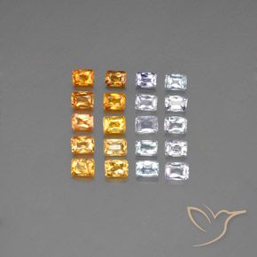 Lot de 20pc Saphirs Multicolore Octogone / coupe Émeraude de Tanzanie - Taille 4,1 x 3,2mm, poids total 5,98 ct / moyenne 0,3 ct chaque, couleur : Multicolore, dureté de Mohs 9 convient aux bijoux de tous les jours, pierre de sagesse, Pierre de naissance de septembre, Photo A