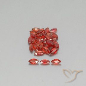 30pc 4.2 x 2.2mm Marquise Sapphire Lot - 2.55ct total Weight / avg. 0.09ct each, Color: Bright Red, Mohs Hardness 9 suitable for daily wear jewelry, Symbolizes Abundance and Prosperity, Photo A