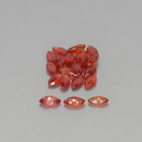 Sapphire Gemstones in 5 x 2.5 mm (calibrated) Size for Sale, Sapphire Stones in Red Orange Color