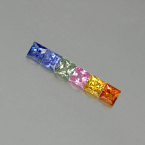 1.40 ct Multicolor Sapphire Stone, Natural Sapphire in Princess-Cut Shape for Sale