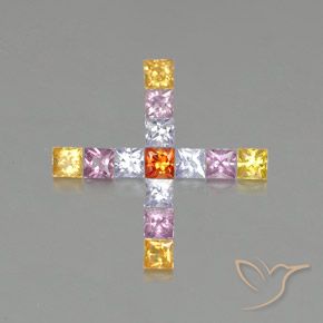 1.89 ctw Multicolor Sapphire Stones, Natural Sapphire in Princess-Cut Shape for Sale