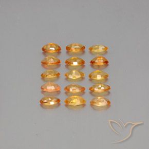 Sapphire Gemstones in 6 x 3.1 mm Size for Sale, Sapphire Stones in Bright Orange Color