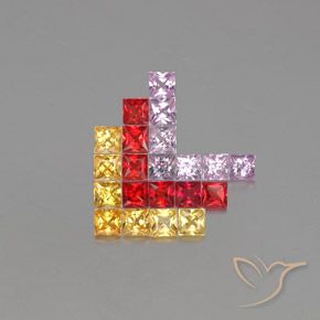3.05 ctw Multicolor Sapphire Stones, Natural Sapphire in Princess-Cut Shape for Sale